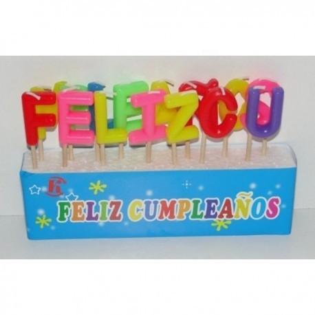 Velas feliz cumpleaños en letras de colores