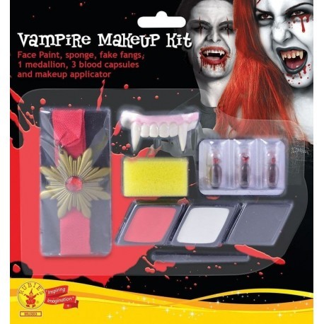 Kit maquillaje vampiro dientes sangre medalla maqu