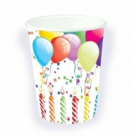 Vasos carton cumpleaños globos 8 und