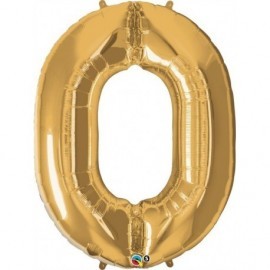 Globo numero 0 oro de foil para helio o aire 55 x 88 cm