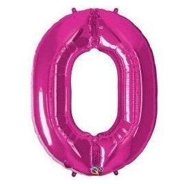 Globo numero 0 rosa de foil para helio o aire 55 x 88 cm