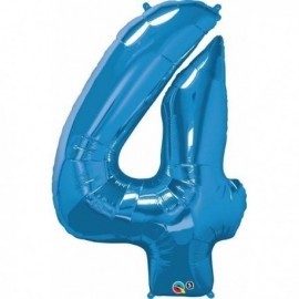 Globo numero 4 azul de foil para helio o aire 86 x 66 cm