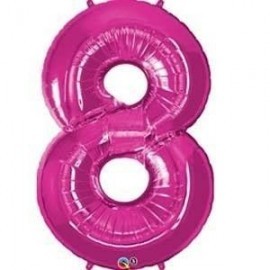 Globo numero 8 rosa de foil para helio o aire 86 x 55 cm