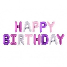Letras Happy birthday en globo 340 x 35 cm colores lila