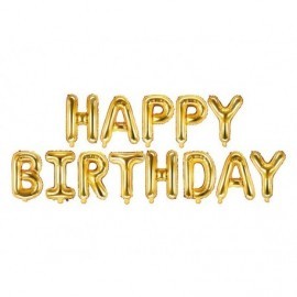 Letras Happy birthday en globo 340 x 35 cm oro
