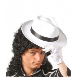 Sombrero rey del pop blanco cinta negra gangster