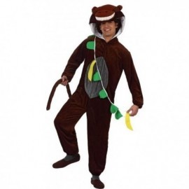 Disfraz de mono marron con platano t.2 adulto