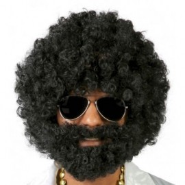Peluca negra afro con barba rizos 4869 gui