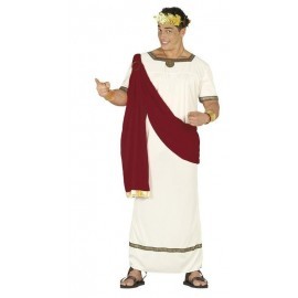 Disfraz de cesar augusto romano blanco y rojo emperad