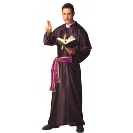 Disfraz de cura monseñor negro morado iglesia catolic