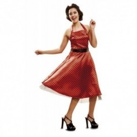 Disfraz de chica años 50 vestido rojo lunares t. m-l