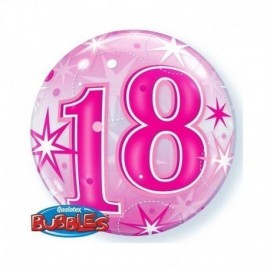 Globo 18 cumpleaños burbuja rosa 22 50 cm