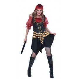 Disfraz de pirata rojo para mujer talla l
