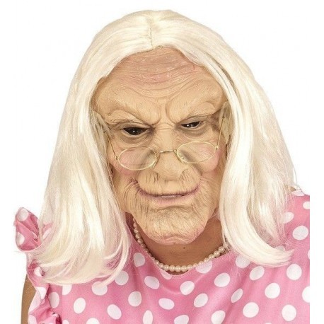 Mascara anciana vieja con pelo careta abuela