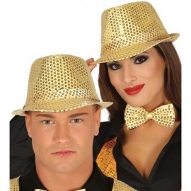 Sombrero ganster oro con lentejuelas