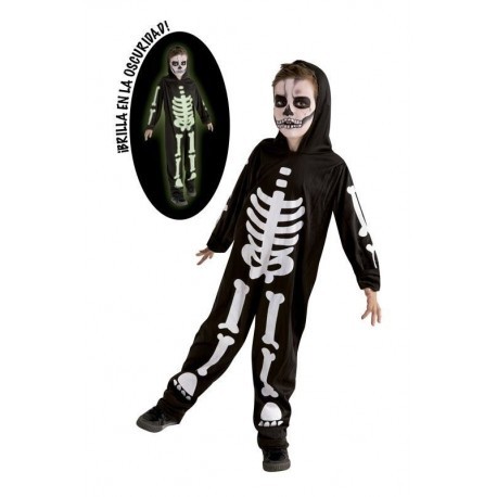 Disfraz de esqueleto brilla oscuridad tallas