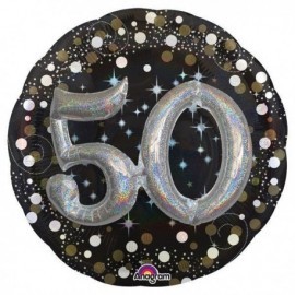 Globo 50 cumpleaños negro brillantes 81 cm efecto 3d