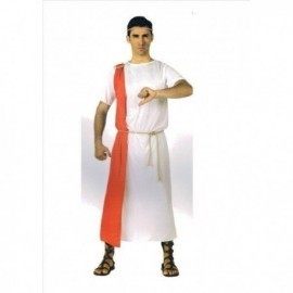 Disfraz de romano adulto talla l blanco y capa roja