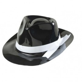 Sombrero ganster negro con cinta blanca plastico
