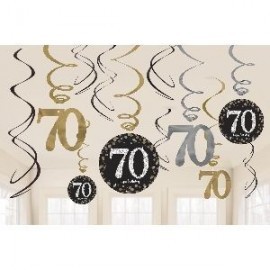 Colgantes espirales para decoracion 70 cumpleaños