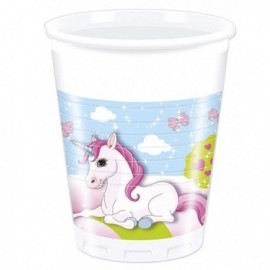 Vasos unicornio para cumpleaños 8 uds 200 ml