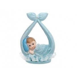 Figura niño en bufanda azul 11 cm babyshower o nacimiento