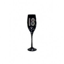 Copa champan negra para cumpleaños cristal