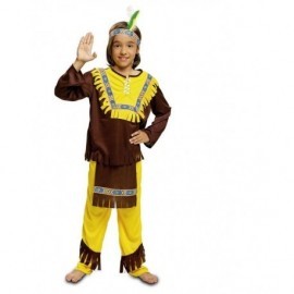 Disfraz de indio marron y amarillo infantil tallas