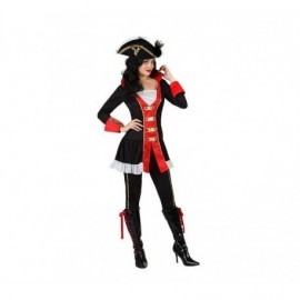 Disfraz de capitana pirata negro y rojo tallas mujer