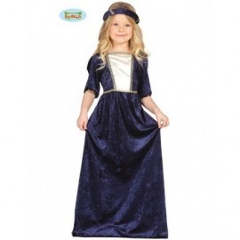 Disfraz de dama medieval azul niña varias tallas