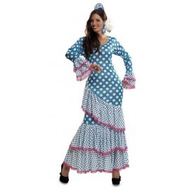 Disfraz de flamenca azul sevillana feria talla m-l y xl