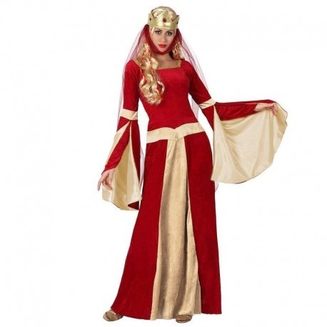 Disfraz de dama medieval rojo mujer tallas