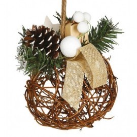 Bola de mimbre para decoracion de navidad de 16 cm
