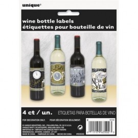 Etiquetas para botellas de vino fin de año nochevieja 4 uds