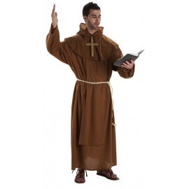 Disfraz barato de monje medieval marron adulto