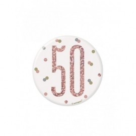 Chapa 50 cumpleaños rosa dorado