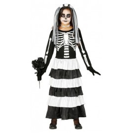 Disfraz barato novia esqueleto para niña tallas