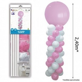 Columna de globos rosas y blancos 240 cm