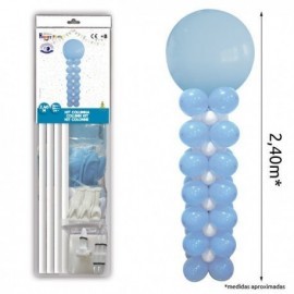Columna de globos azules  y blancos 240 cm