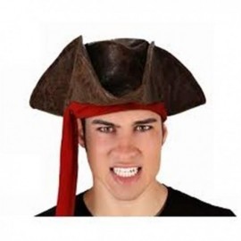 Sombrero pirata marron 3 puntas 33 cm