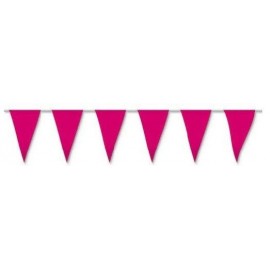 Banderas triangulares plastico rosa 5 metros