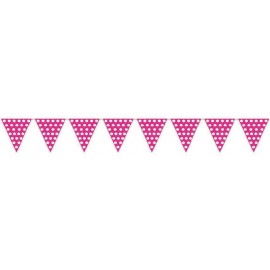Banderas triangulares plastico puntos rosa 5 metro