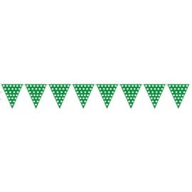 Banderas triangulares plastico puntos verde 5 metr