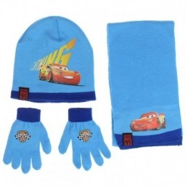 Conjunto invierno cars bufanda guantes y gorro azul