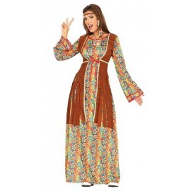 Disfraz de hippie vestido largo para mujer tallas