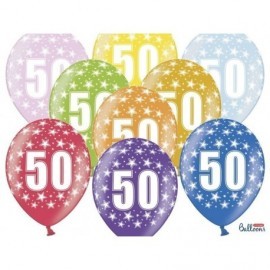 Globos 50 cumpleaños colores 6 uds de 30 cm