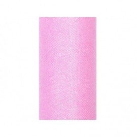 Tul rosa con purpurina rollo 9 mt x 15 cm