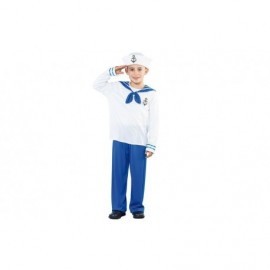 Disfraz de marinero 7-9 años blanco y azul