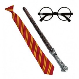 Kit aprendiz de mago Harry gafas, corbata y varita
