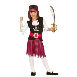 Disfraz de pirata rosa para niña con falda